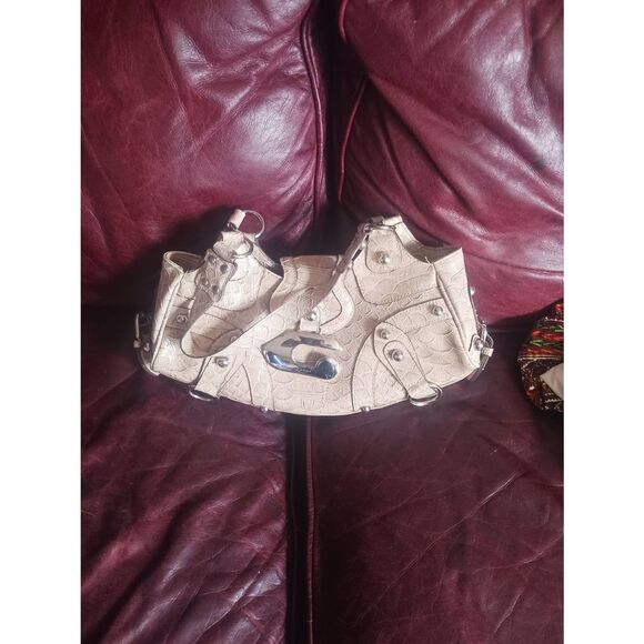 Vintage exotic leather guess bag neutral color with silver tone hardware - Picture 1 of 6